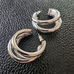 Elegant Silver-Tone Multi Hoop Earrings